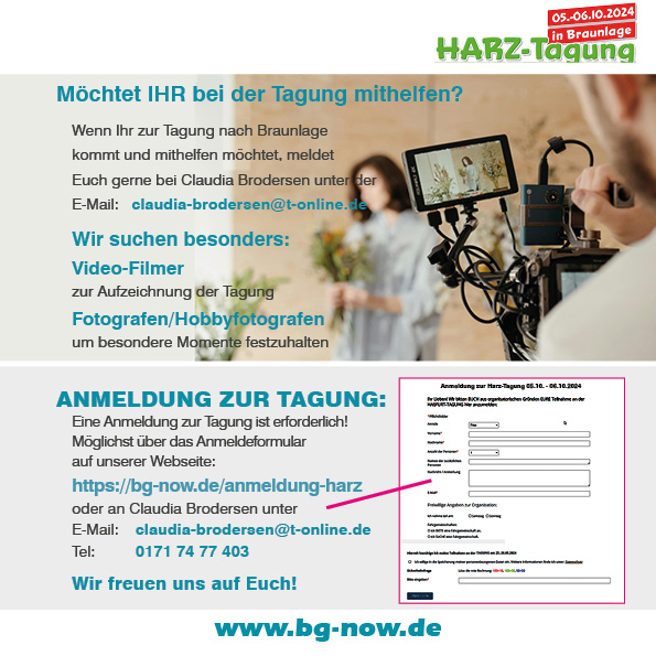 Harz Tagung Programm Seite 5 ·  Anmeldungsinformationen