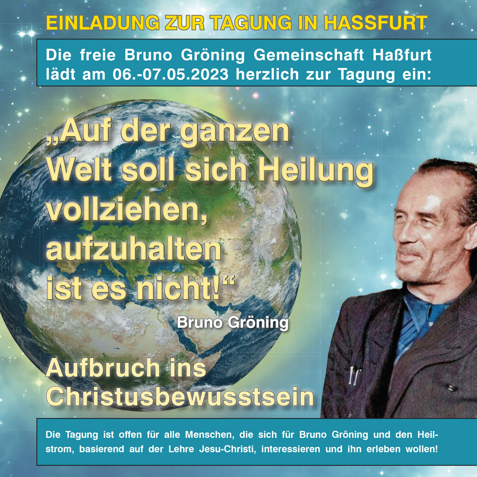 Einladung zur Tagung der freie Bruno Gröning Gemeinschaft in Haßfurt